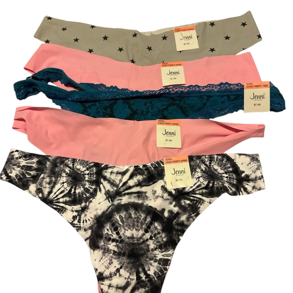 Jenni Pink and Blue Panties Set with Assorted Colors and Patterns